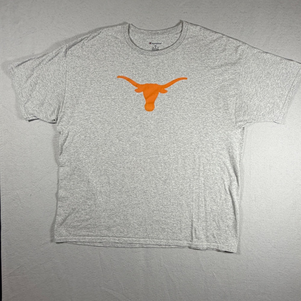 Champion Texas Longhorns T-Shirt Mens 2XL Gray Short Sleeve UT Austin NCAA Logo